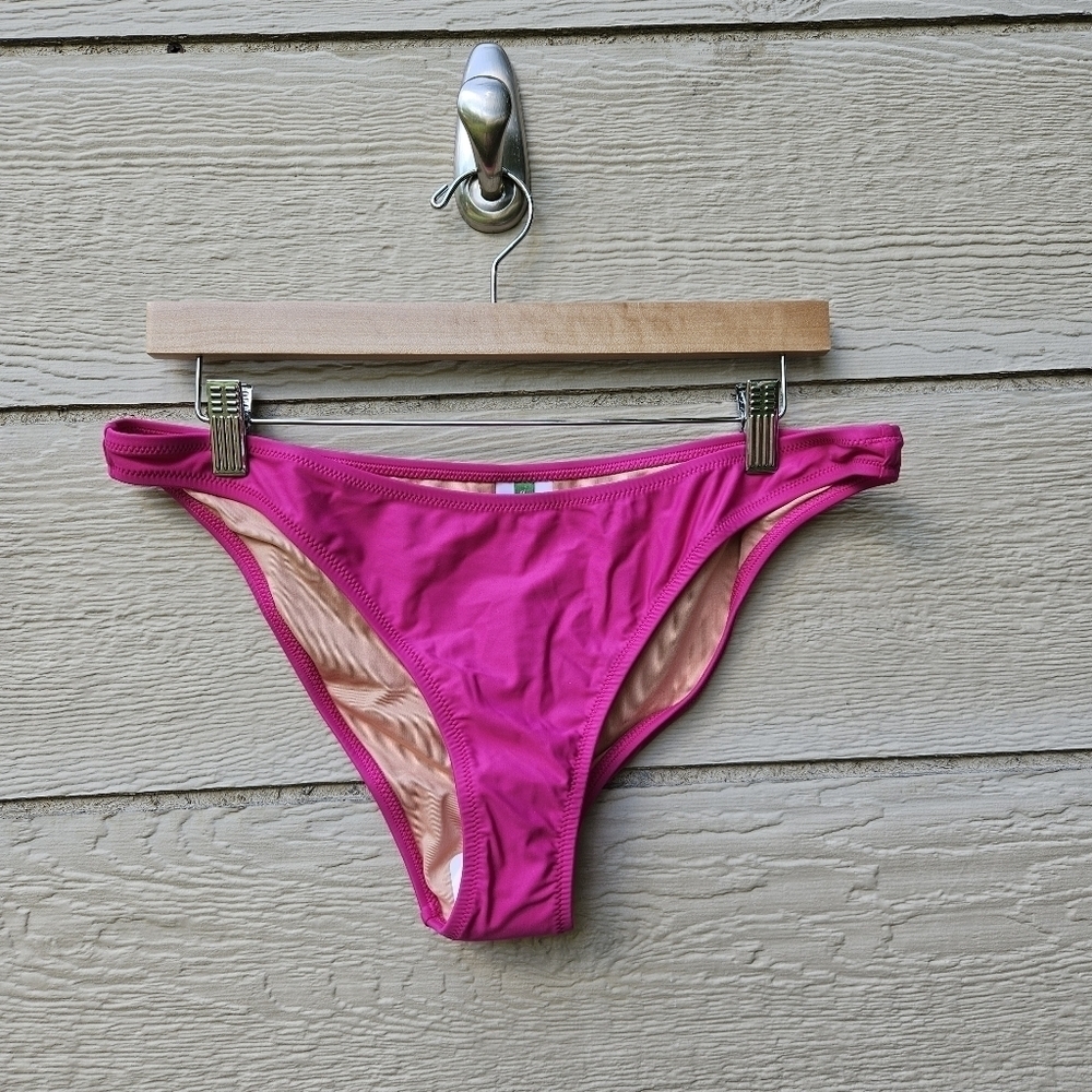 NWT J. Crew hot pink Heritage 1989 high-leg bikini bottom large